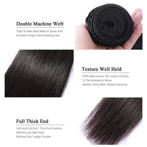Long Straight Human Hair Bundles with Closure