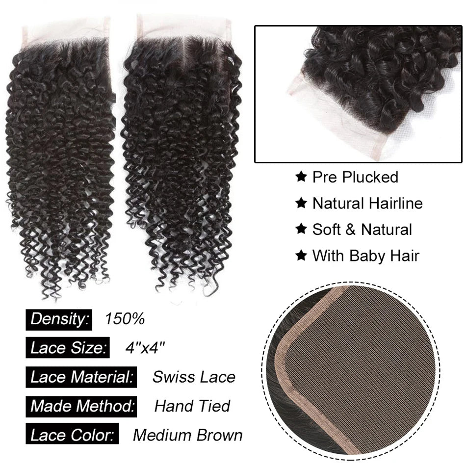 Deep Wave Human Hair Closure